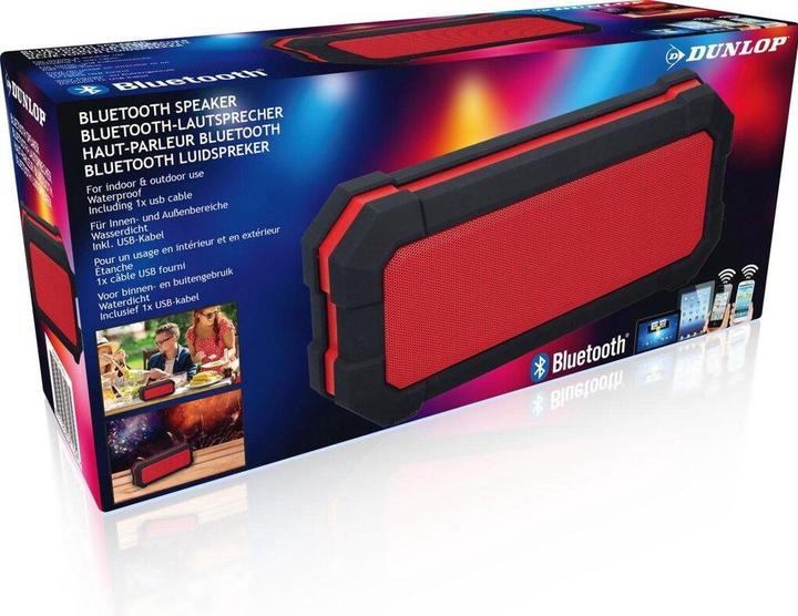 Dunlop Bluetooth Speaker (red, 20.5cm × 5cm × 9.2cm, 0.44kg)