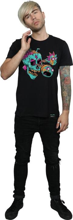 Image du produit Rick And Morty T-shirt en coton avec tête de mort et globe oculaire (L)