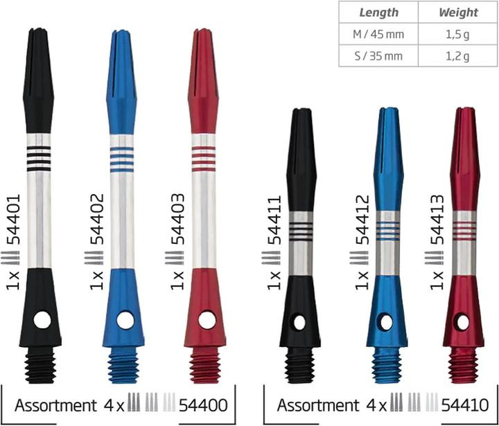 Image du produit Bull's Cetra Aluminium Shaft assortiment 411/412/413 (S (35 mm))