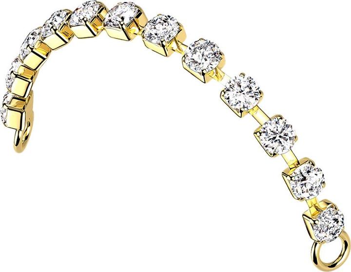 Actual product image Star Piercing Gold-plated connecting chain with silver crystals (Brass)
