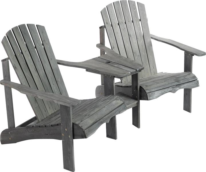 Produktbild Outsunny Gartenbank mit Tisch und Schirmloch