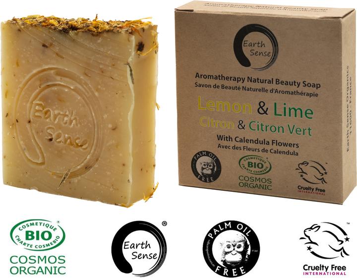 Actual product image Natura Punto Palm oil free solid organic soap, min 72% cold pressed oils, Lemon and Lime. (Hard soap)