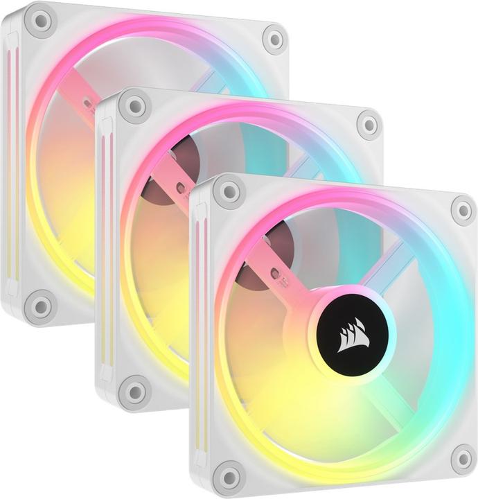 Corsair Ventilateur iCUE LINK QX120 RGB 120 mm PWM (blanc, kit de démarrage) (120 mm, 3 x)