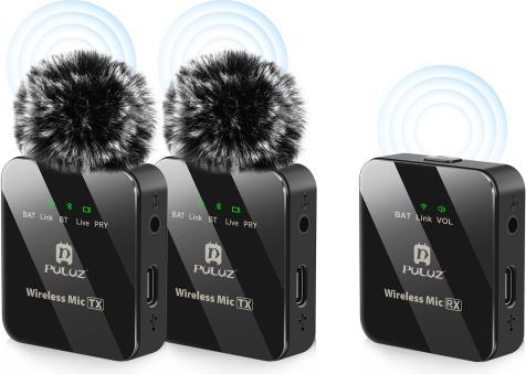 Puluz Microphone Lavalier sans fil 2 TX + 1 RX