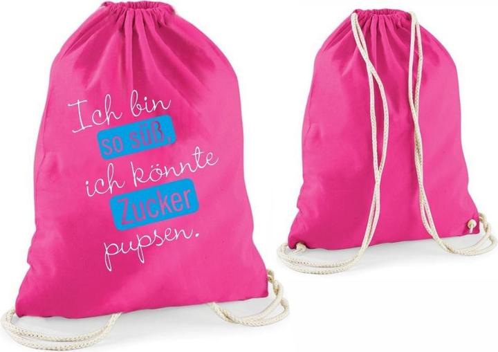 4you Design Statement-Turnbeutel "Ich bin so suess, ich koennte Zucker pupsen." pink