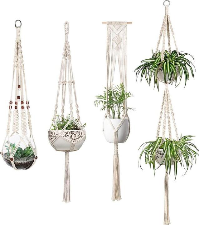 Produktbild Esmée Makramee Pflanzenaufhänger Dekoration Geknüpftes Boho Accessoire 4er Set (28.50 cm)