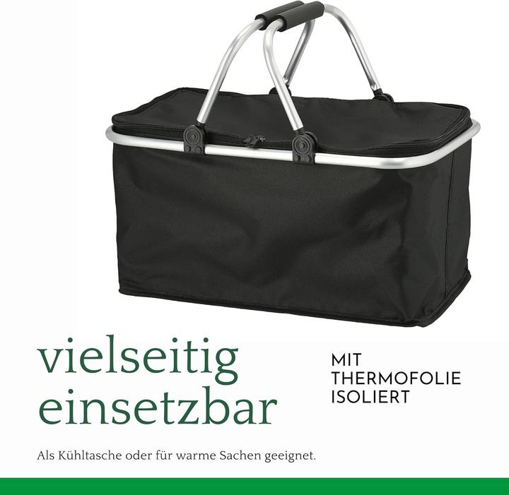 Image du produit Novaliv 2X Einkaufskorb faltbar mit Kühlfunktion 30 Liter SCHWARZ Isolierkorb mit gepolsterten Trage