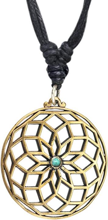 Produktbild Star Piercing Halskette schwarz Anhänger vergoldet Lotusblume mit Türkis Stein (Messing, Mineralisch)