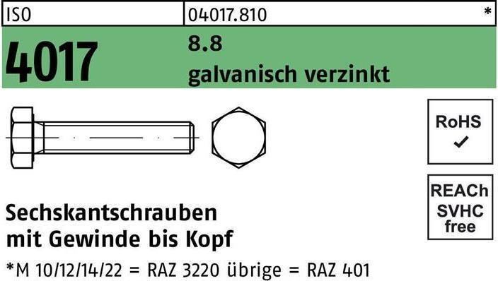 Produktbild Bufab Sechskantschraube ISO 4017 VG M 36 x 150 8.8 galvanisch verzinkt (5 Schrauben pro Stück)