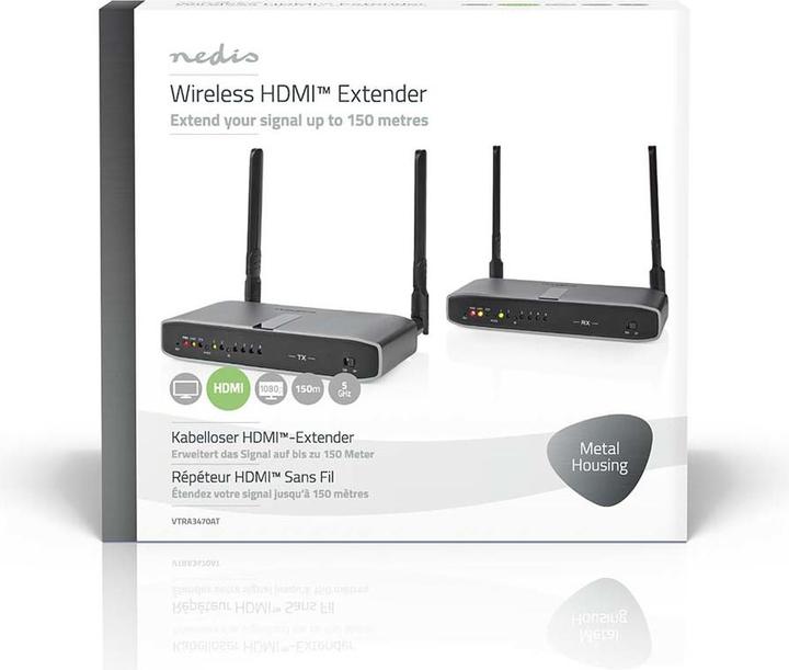 Image du produit Nedis HDMI sans fil ™ Transmetteur | WLAN | 5.15 - 5.85 MHz | 100.0 m (ligne de vue) | Résolution maximale (0.08 m, HDMI)