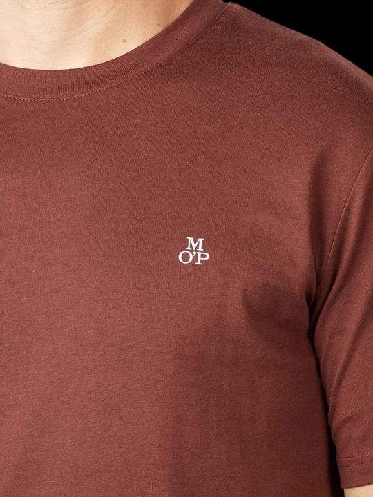 Image du produit Marc O'Polo Short Sleeve T-Shirt Ribbed Collar Crimson Brown (XL)