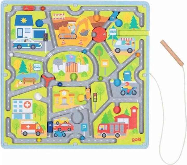 Actual product image Goki Magnetlabyrinth Kleine Stadt (French, German, English, Italian)