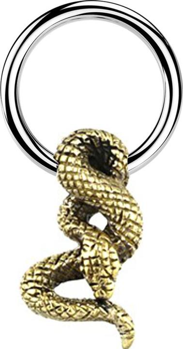 Produktbild Star Piercing Micro Closure Ring silber Schlange vergoldet (Chirurgenstahl 316L, Messing)