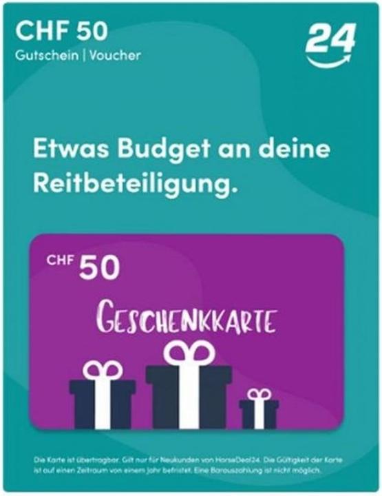 Produktbild Horsedeal24 Online-Geschenkgutschein CHF 50.- (1 Stk.)