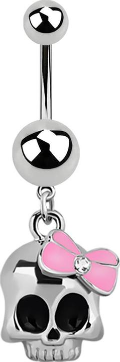 Produktbild Star Piercing Banane silber Schädel mit pinker Schleife (Chirurgenstahl 316L)