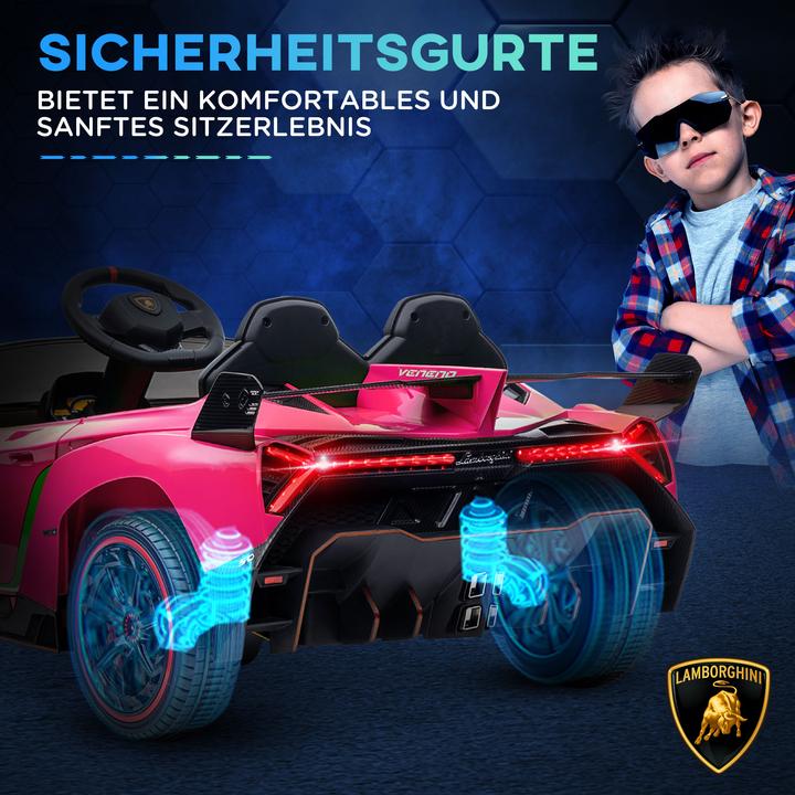 Produktbild Swisshandel24 Lamborghini Kinderauto, pink, Fernbedienung, Bluetooth, 30kg Belastbarkeit (12 V)