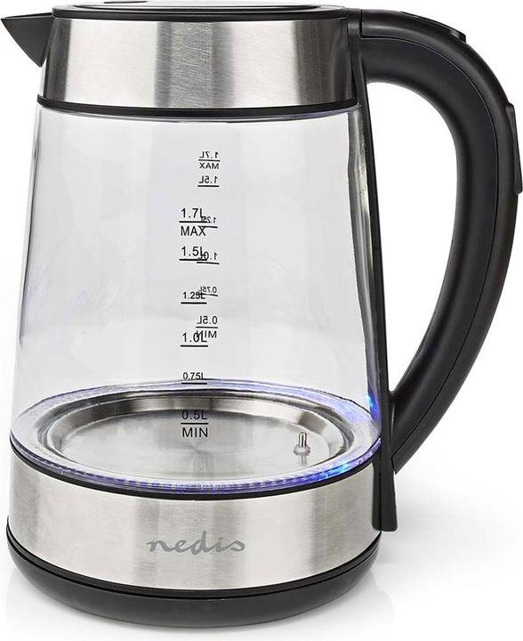 Actual product image Nedis Kettle - Glass housing - Temperature display - Variable temperatures (60, 70, 80, 90, 100 (1.70 l, EU plug)