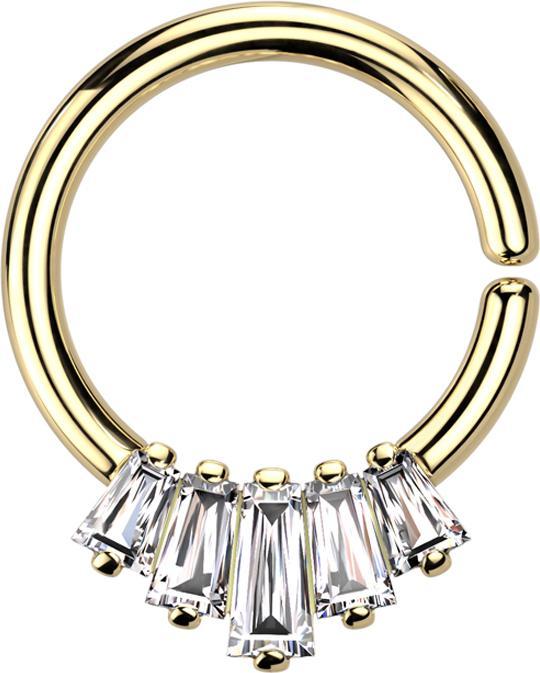 Produktbild Star Piercing Micro Piercing Ring vergoldet fünf Kristalle Baguette silber (Messing)
