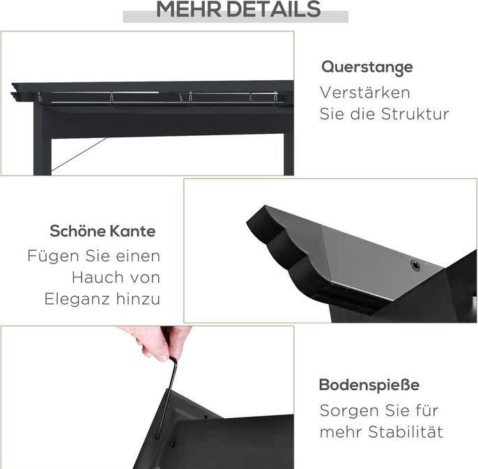 Produktbild Swisshandel24 Pergola 2,95x2,95 m Pavillon Terrassenüberdachung mit Schiebedach Aluminium Polyester Grau (295 cm, 295 cm)