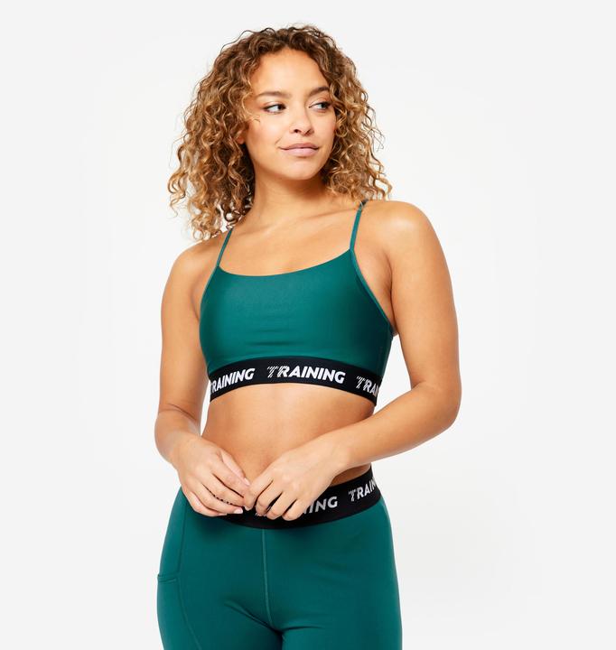 Immagine prodotto Decathlon Reggiseno sportivo da donna bustier con spalline incrociate - turchese (M)