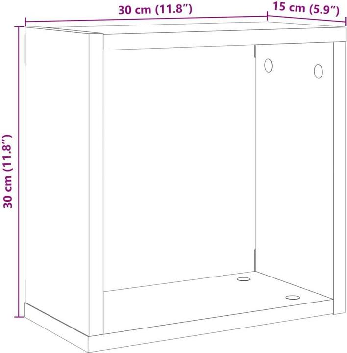 Produktbild VidaXL Wandregal Hängeregal Regalwürfel Cube Lounge CD Regal 4Stk. Artisan-Eiche (30 x 15 x 30 cm)