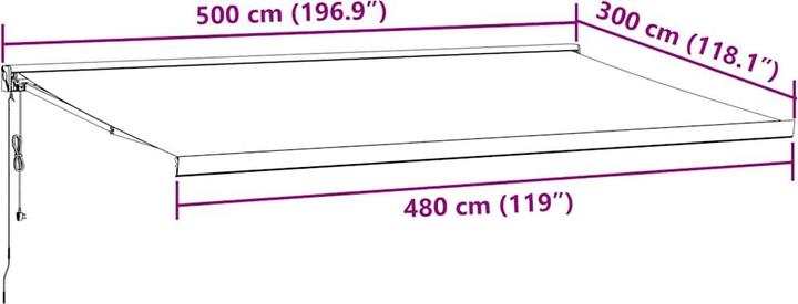 Image du produit VidaXL Markise Einziehbar Gelenkarmmarkise Sonnenmarkise Anthrazit Weiss Stoff (5 m)