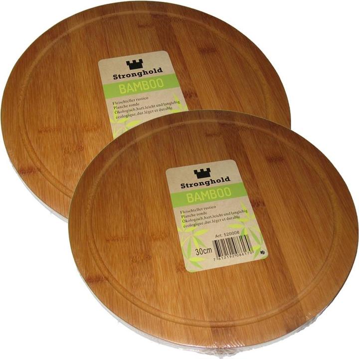 Image du produit Stronghold Set d'assiettes à viande en bois avec gouttière à jus et planche à découper en bambou, 2 pièces
