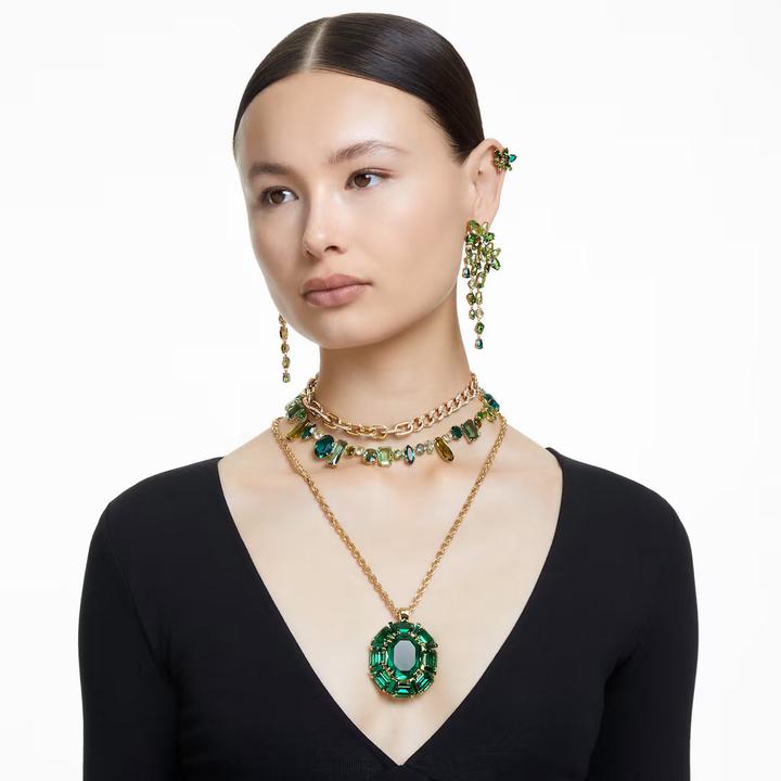 Produktbild Swarovski Gema Ohrstecker Verschiedene Schliffe Blume Grün Gold (Swarovski Metall)