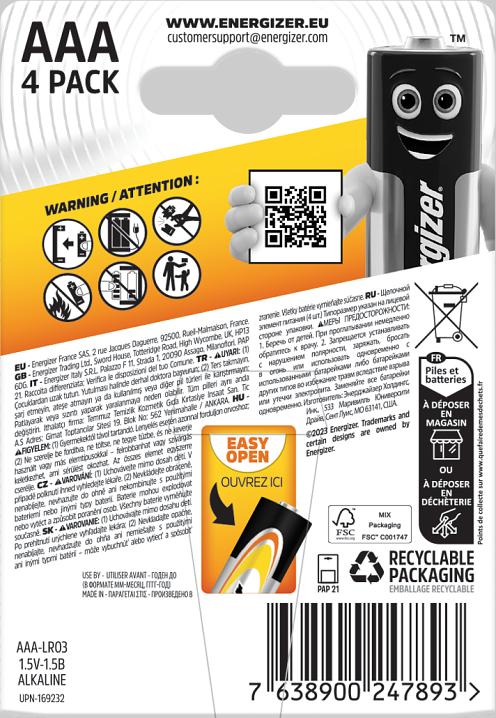 Image du produit Energizer L'énergie alcaline (4 pcs, AAA)
