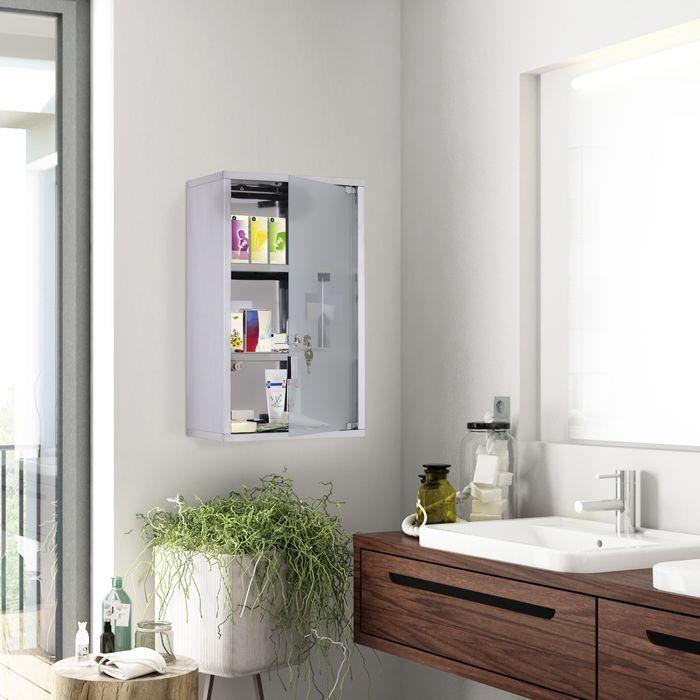 Actual product image Swisshandel24 Medicine cabinet First aid cabinet with lock Stainless steel 30 x 18 x 50 cm (30 x 18 x 50 cm)