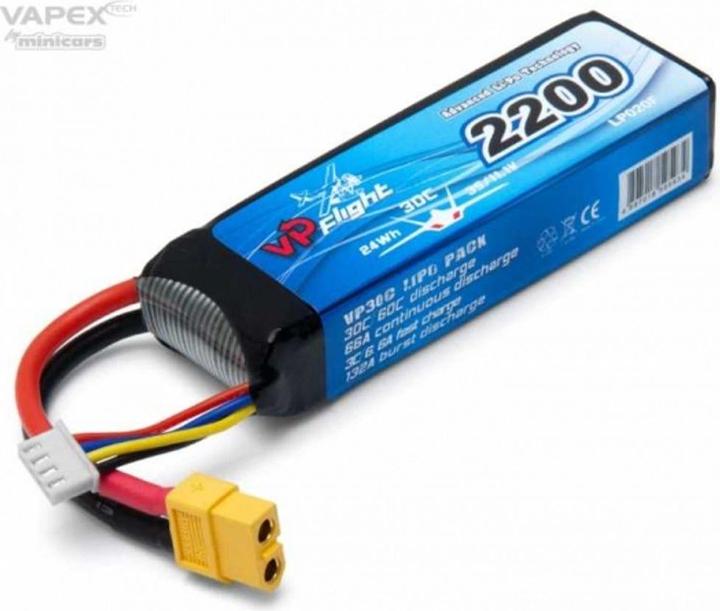 Produktbild NoName Li-Po 3S 11.1V 30C 2.200 mAh, XT60-kontakt Vapex (11.10 V)
