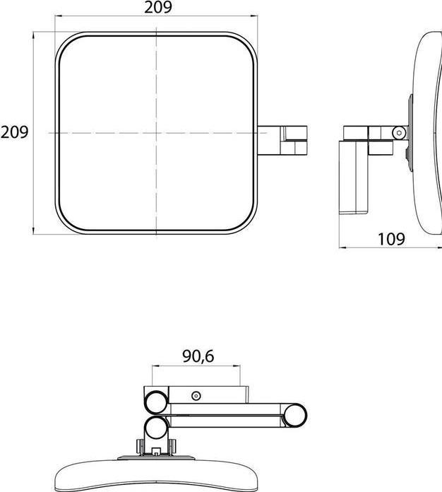 Produktbild Emco LED-Rasier-/Kosmetikspiegel EVO eckig Wandmodell 2-armig 5-fach schwarz