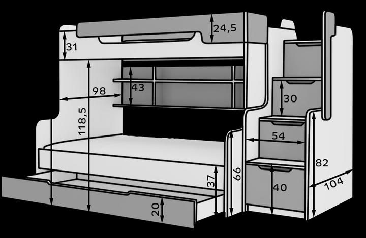 Produktbild ADRK Furniture Etagenbett (120 x 200 cm)