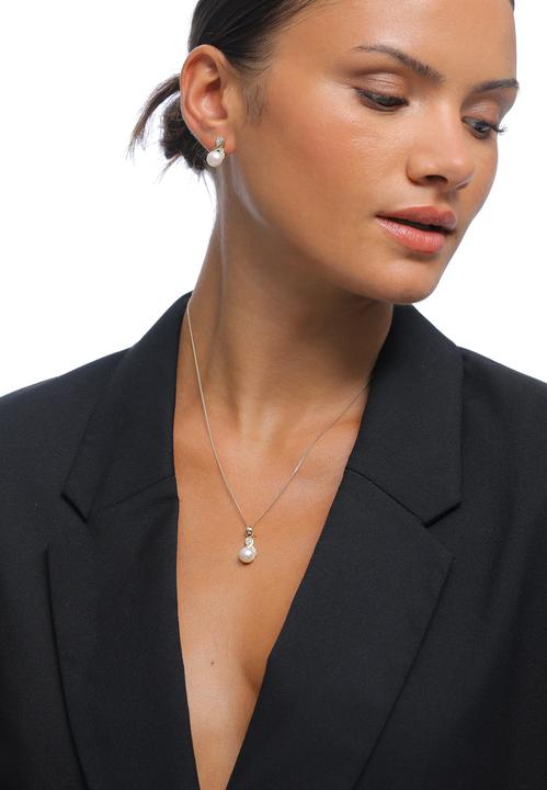 Image du produit Elli Infinity, perle, collier de perles, clous d'oreilles en perles (Argent sterling 925, Cristal de verre, Perles de culture d'eau douce)