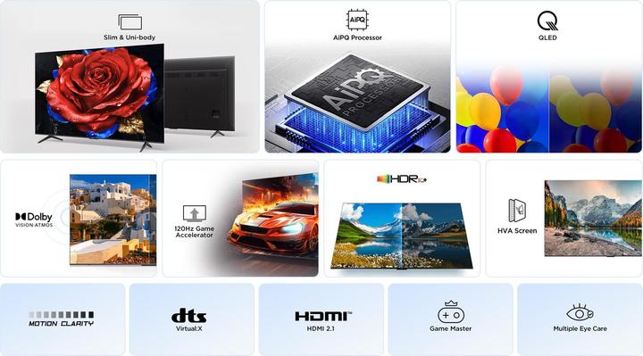 Immagine prodotto TCL P7 65P7K, 165,1 cm (65"), 3840 x 2160 Pixel, QLED, Smart-TV, WLAN, Metallisch (65", QLED, 4K)