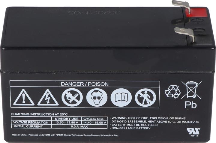 Actual product image Fiamm FG20121A 12V 1,2Ah Dimensions 97,0 x 42 x 59,0 mm, 4,8mm Faston plug contacts (12 V, 1.20 Ah)