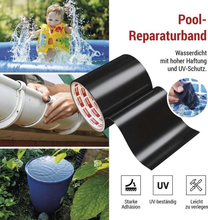 Produktbild Emos Reparaturklebeband für Schwimmbecken, 1 m x 100 mm, schwarz (100 mm)