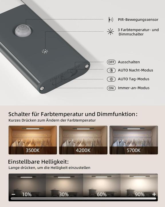 Immagine prodotto Ezvalo Kabellose LED-Unterbauleuchten mit Bewegungsmelder