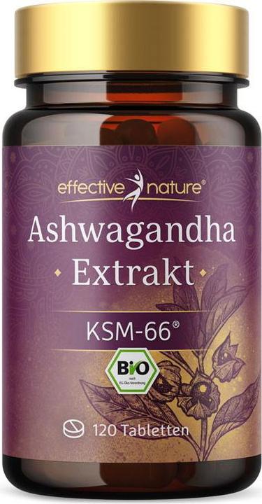 Effective Nature Organic Ashwagandha Extract KSM-66 (120 Piece, Pills, 36 g)