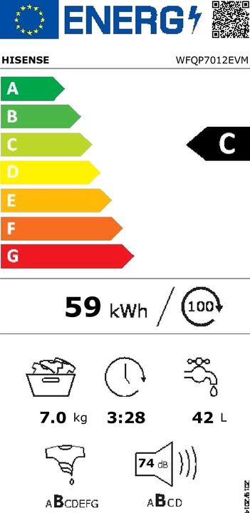 Energy Label Hisense WFQP7012EVM (7 kg, Left)