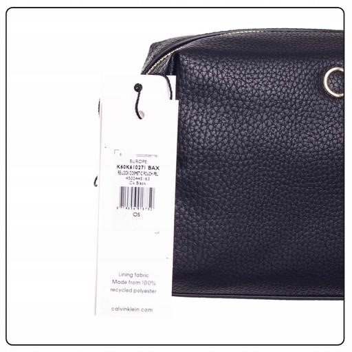 Actual product image Calvin Klein Ladies Wash Bag Re-Lock Cosmetic Pouch Small, Black (Ck Black), One Size