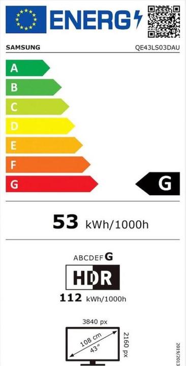 Energie-Label Samsung The Frame QE43LS03D (EU) (43", LS03D, QLED, 4K, 2024)