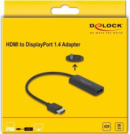 Produktbild Delock Adapter HDMI-A Stecker zu DisplayPort Buchse 8K (HDMI, 16.50 cm)