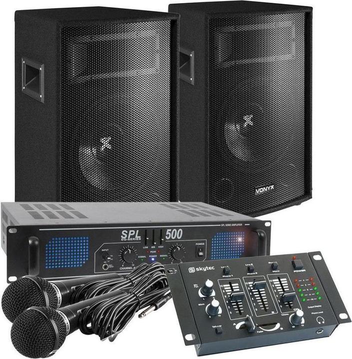 Produktbild Karaoke -Set - Komplette 500W -Karaoke -Set mit -Mikrofonen, Mixer, Lautsprechern, Verstärke