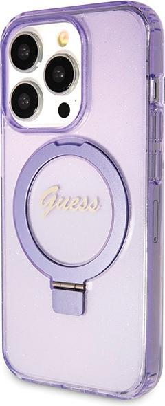 Produktbild Guess GUHMP13XHRSGSU iPhone 13 Pro Max 6.1" fioletowy/purple hardcase Ring Stand Script Glitter MagS (Apple iPhone 13 Pro Max)