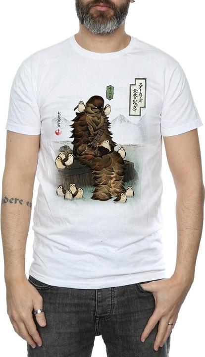 Actual product image Star Wars Mens The Last Jedi Japanese Chewbacca Porgs T-Shirt (XXL)