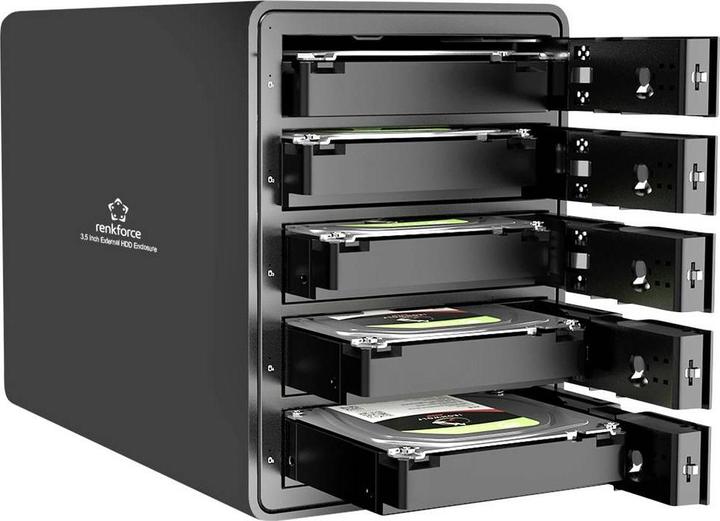 Actual product image Renkforce RF-6647600 8.9 cm (3.5 Zoll) Festplattengehäuse 5 Bay 3.5 Zoll USB-A ( (3.5")