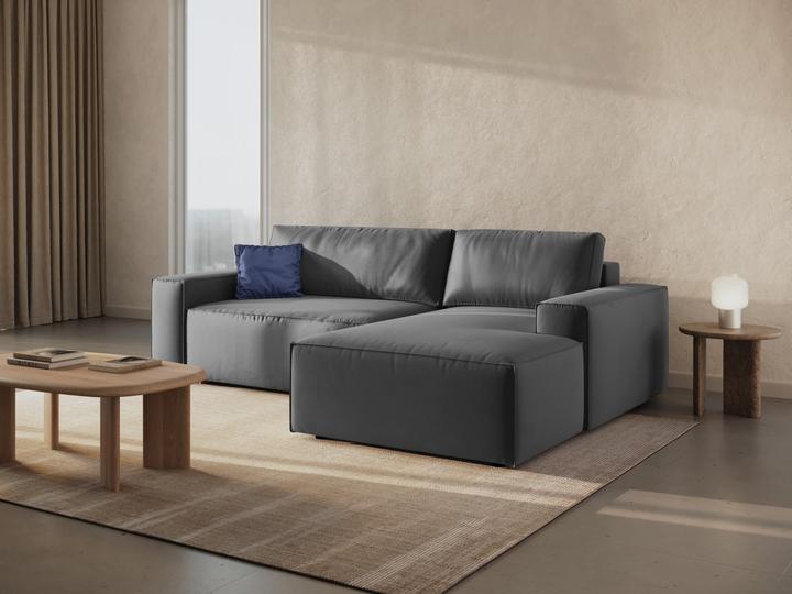 Image du produit Micadoni Canapé D'Angle Droit Velours Convertible Avec Coffre De Rangement, "Jodie", 3 Places, 246x151x86 Fab (Canapé d'angle)