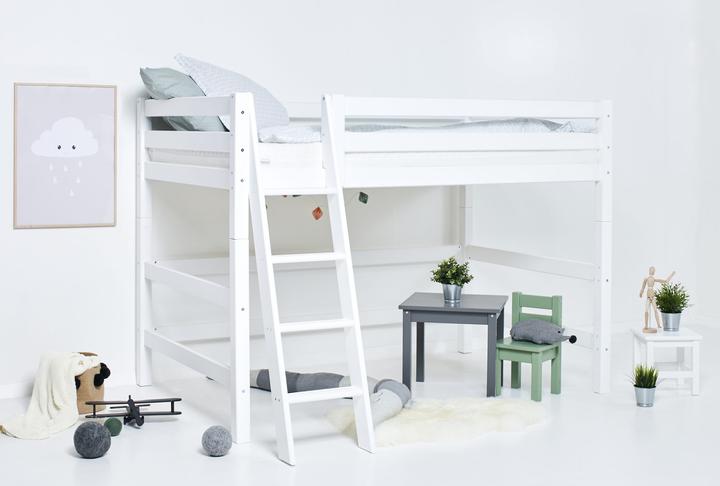 Produktbild Hoppekids ECO Luxury Mittelhochbett in 120x200cm mit durchgängigem Rausfallschutz und schräger Leite (120 x 200 cm)