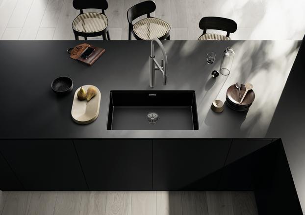 Actual product image Blanco CLARON 700-U Dark Steel Edition | stainless steel | installation type: undermount | without drain (Undermount sink, 74 cm, 44 cm)